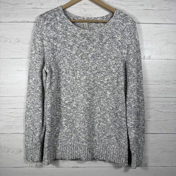 LL bean Women’s marled Gray Two Tone 100% Cotton Sweater Size Large - Picture 1 of 7